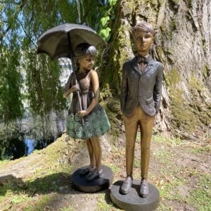 April Showers & Suited Boy Bronze Sculptures 4 | Avant Garden Bronzes