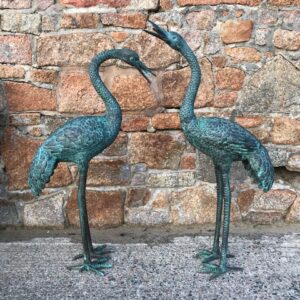 Crane Pair Verdigris Bronze Bird Fountain Sculpture Water Feature FO 33 12 | Avant Garden Bronzes