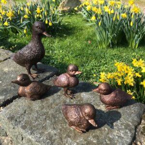Duck Family Bronze Sculpture Set Of Five 2 | Avant Garden Bronzes