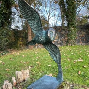 Owl Gliding Bronze Sculpture Verdigris 1 | Avant Garden Bronzes