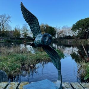 Owl Gliding Bronze Sculpture Verdigris 5 | Avant Garden Bronzes