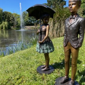 April Showers & Suited Boy Bronze Sculptures 3 | Avant Garden Bronzes