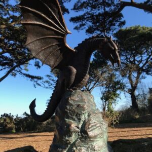 Bronze Dragon On Rock Fountain Sculpture Water Feature FO 14 9