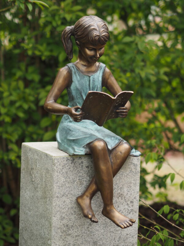 Bronze Literary Girl Reading Sculpture 1 | Avant Garden Bronzes