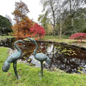 Crane Pair Verdigris Bronze Bird Fountain Sculpture Water Feature FO 33 5 | Avant Garden Bronzes
