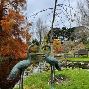Crane Pair Verdigris Bronze Bird Fountain Sculpture Water Feature FO 33 8
