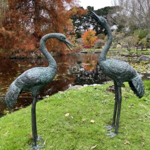 Crane Pair Verdigris Bronze Bird Fountain Sculpture Water Feature FO 33 9 | Avant Garden Bronzes
