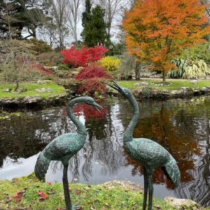 Crane Pair Fountain Verdigris Bronze Sculpture 1 | Avant Garden Bronzes
