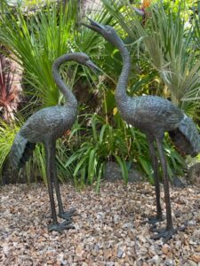 Crane Pair Verdigris Bronze Bird Fountain Sculpture Water Feature FO 33 1 | Avant Garden Bronzes