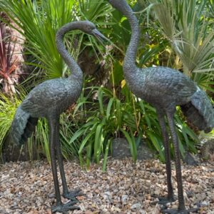 Crane Pair Verdigris Bronze Bird Fountain Sculpture Water Feature FO 33 1 | Avant Garden Bronzes