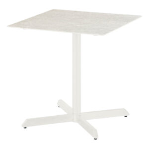 Equinox Arctic White Pedestal 70 Table Frost White Ceramic Top Powder Coated by Barlow Tyrie 1 | Avant Garden