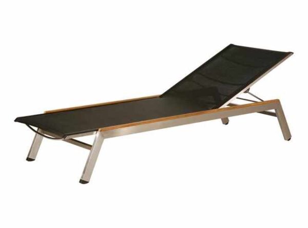 Equinox Lounger Charcoal Sling Stainless Steel Teak Capping by Barlow Tyrie (1) | Avant Garden