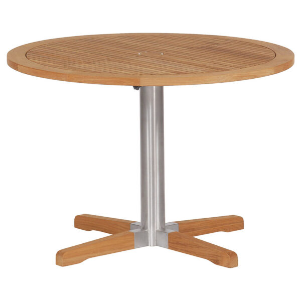 Equinox Teak 100 Bistro Table Brushed Stainless Steel Frame by Barlow Tyrie (1) | Avant Garden