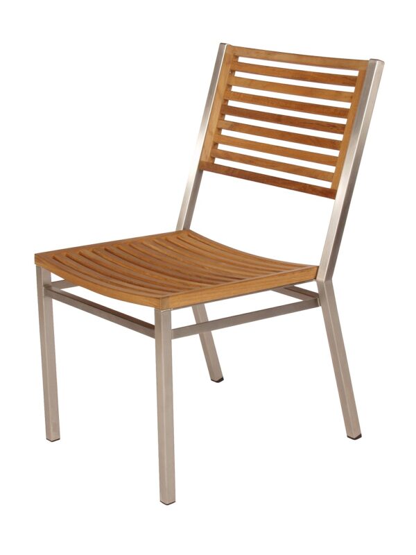 Equinox Teak Dining Chair Brushed Stainless Steel Frame by Barlow Tyrie (1) | Avant Garden