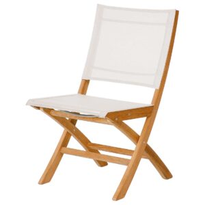 Horizon Dining Chair Pearl Sling Teak Frame by Barlow Tyrie (1) | Avant Garden