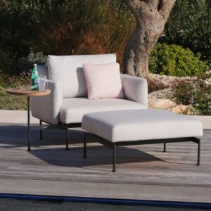 Layout Single Ottoman Deep Seating Carbon Beige Sunbrella Waterproof Cushion by Barlow Tyrie