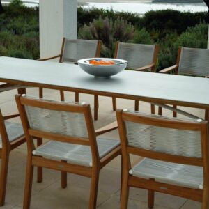 Monterey 200 Frost Ceramic Square Solid Teak Dining Table by Barlow Tyrie
