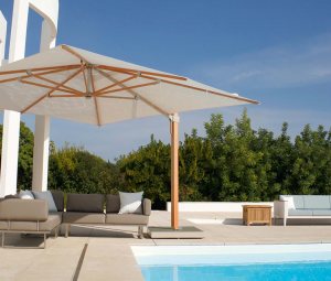 Napoli Cantilever 4m Parasol Square Canvas Coloured Canopy by Barlow Tyrie