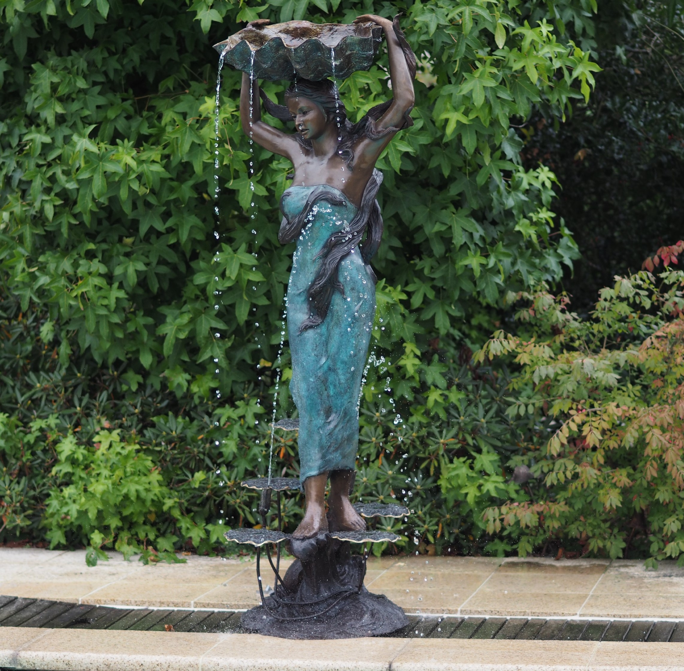 Solid Bronze Water Nymph With Shell Fountain 1 | Avant Garden Bronzes