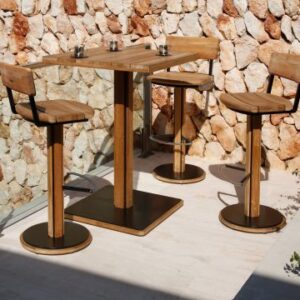 Titan High Dining Table Rustic Teak & Aluminium by Barlow Tyrie