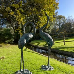 Water Fountain Crane Pair Bronze Sculpture Large 1 | Avant Garden Bronzes