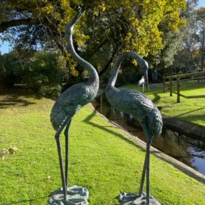 Bronze Bird Fountain Crane Pair Sculpture Water Feature FO 34 2 | Avant Garden Bronzes