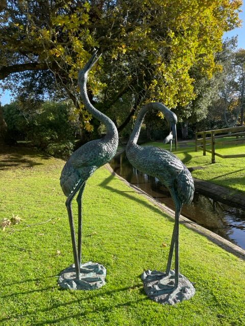 Bronze Bird Fountain Crane Pair Sculpture Water Feature FO 34 2 | Avant Garden Bronzes