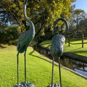 Bronze Bird Fountain Crane Pair Sculpture Water Feature FO 34 3 | Avant Garden Bronzes