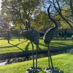 Bronze Bird Fountain Crane Pair Sculpture Water Feature FO 34 4 | Avant Garden Bronzes