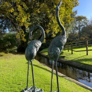 Bronze Bird Fountain Crane Pair Sculpture Water Feature FO 34 6 | Avant Garden Bronzes