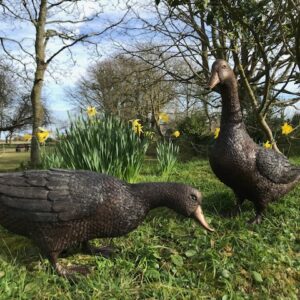 Goose Walking Bronze Bird Sculpture BI 64 3 | Avant Garden Bronzes