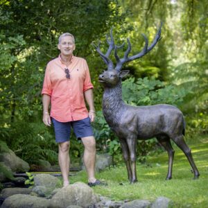 Bronze Royal Stag Wild Deer Standing Lifesize 6' WI 4 2 | Avant Garden Bronzes