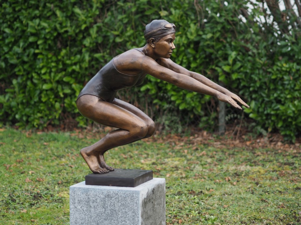 Lady Go Diver Brown Bronze Sculpture 1 | Avant Garden Bronzes