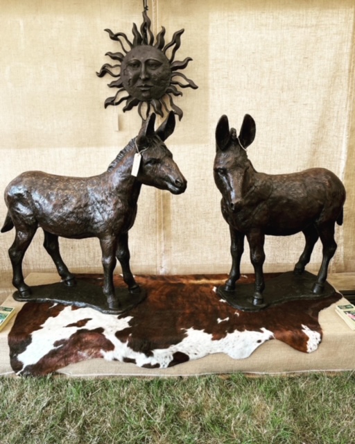 Bronze Donkey Pair Sculptures MI 83 Looking Left & MI 84 Forward (priced each) 1 | Avant Garden Bronzes