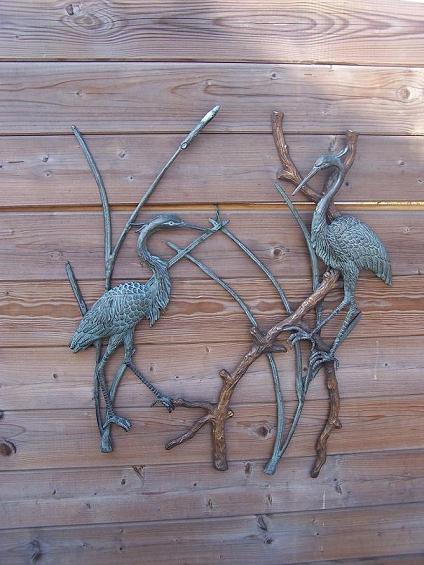 Herons Wall Art Verdigris Bronze Bird Sculpture BI 22 1 | Avant Garden Bronzes