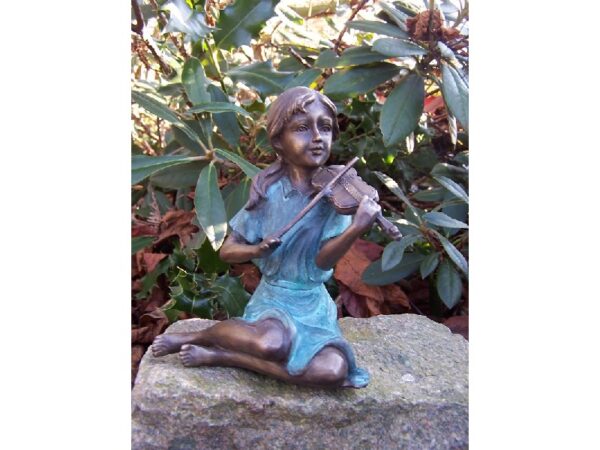 Musical Girl Playing Violin Bronze Sculpture FIGI 7 1 | Avant Garden Bronzes