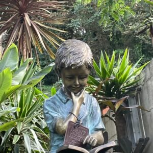 Bronze Young Student Boy Reading Sculpture BO 45 1 | Avant Garden Bronzes