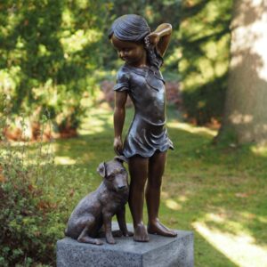 Polly and her Pup Bronze Sculpture 1 | Avant Garden Bronzes