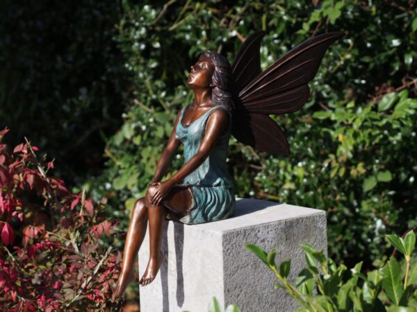 Magical Sitting Garden Fairy Bronze Sculpture 1 | Avant Garden Bronzes
