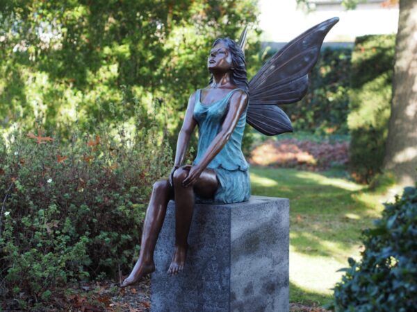 Mystical Sitting Garden Fairy Bronze Sculpture 1 | Avant Garden Bronzes