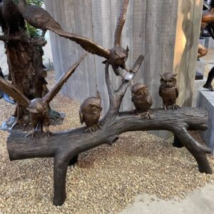 Parliment of Owls in Tree Bronze Sculpture 3 | Avant Garden Bronzes