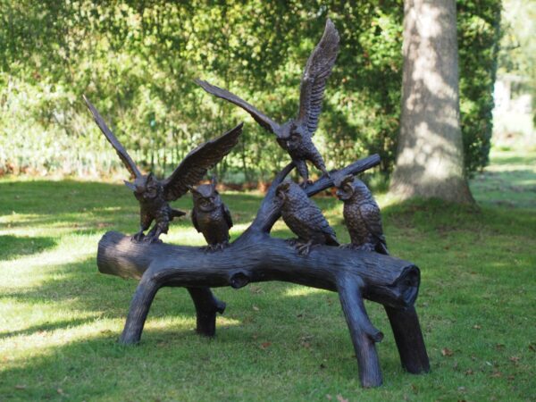 Parliment of Owls on Tree Bronze Sculpture 1 | Avant Garden Bronzes