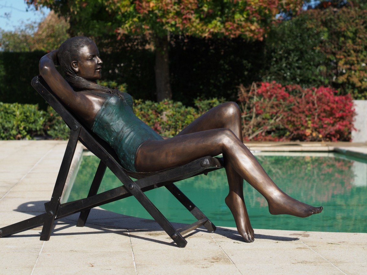 Poolside Deck Chair Chic Bronze Sculpture 1 | Avant Garden Bronzes