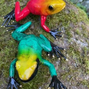 Bronze Frog Pair Exotic Rain Forest Red and Green Sculpture MI 37 2 | Avant Garden Bronzes