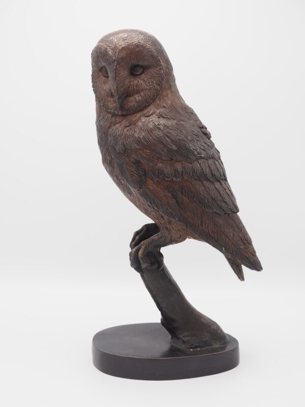 Barn Owl Bronze Sculpture Perched 1 | Avant Garden Bronzes