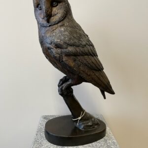 Barn Owl Bronze Sculpture Perched 2 | Avant Garden Bronzes