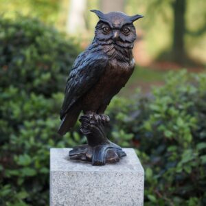 Bronze Bird Long Eared Owl Sculpture Perched BI 005 1 | Avant Garden Bronzes