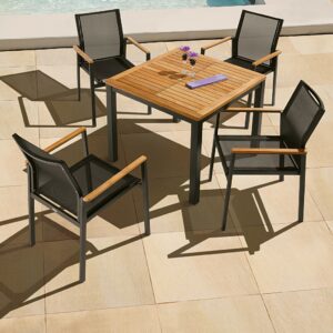 Aura 90 Dining Suite - Table And 4 Dining Armchairs Set 2 | Avant Garden Bronzes