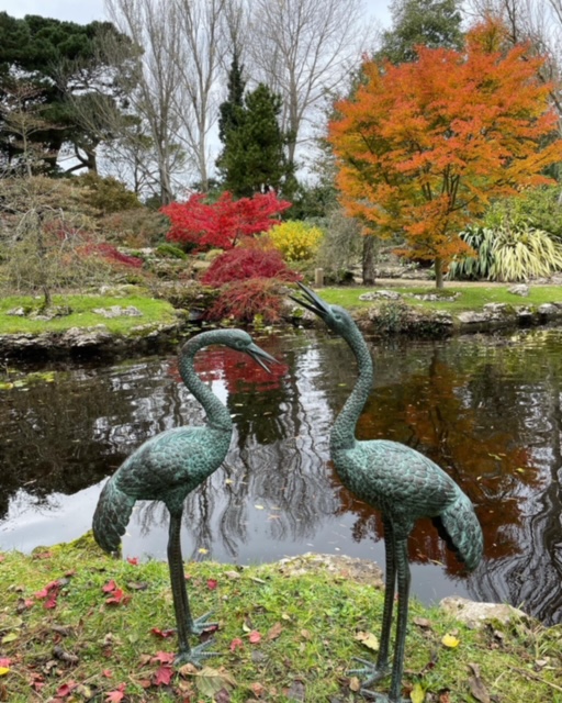 Fountain Crane Pair Solid Bronze Sculpture Water Feature 5 | Avant Garden Bronzes