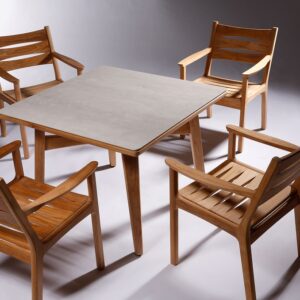 Monterey Frost 100 Teak Suite Table & 4 Teak Carver Armchairs 2 | Avant Garden Bronzes